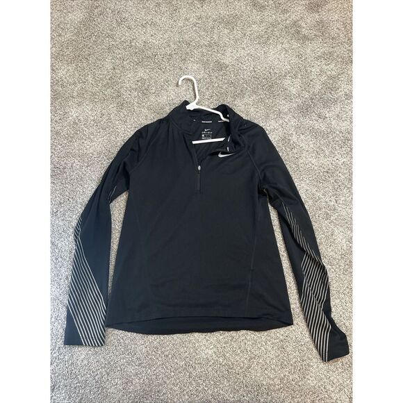 Nike Top Womens Small Running Element Black Long Sleeve Shirt 1/2 Zip Mesh‎ - Picture 1 of 5